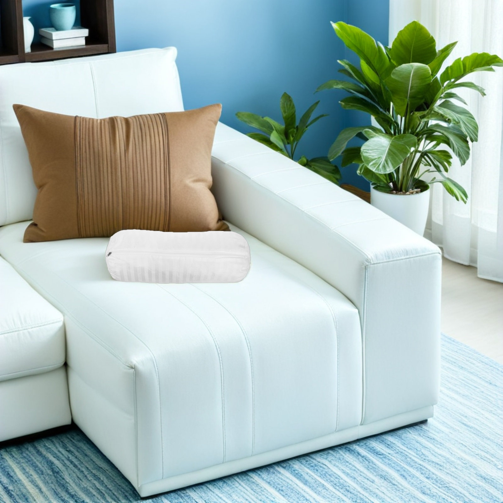 2Pcs Round Zipper Pillow Cover - Bolster Cushion Round ulasan dan harga