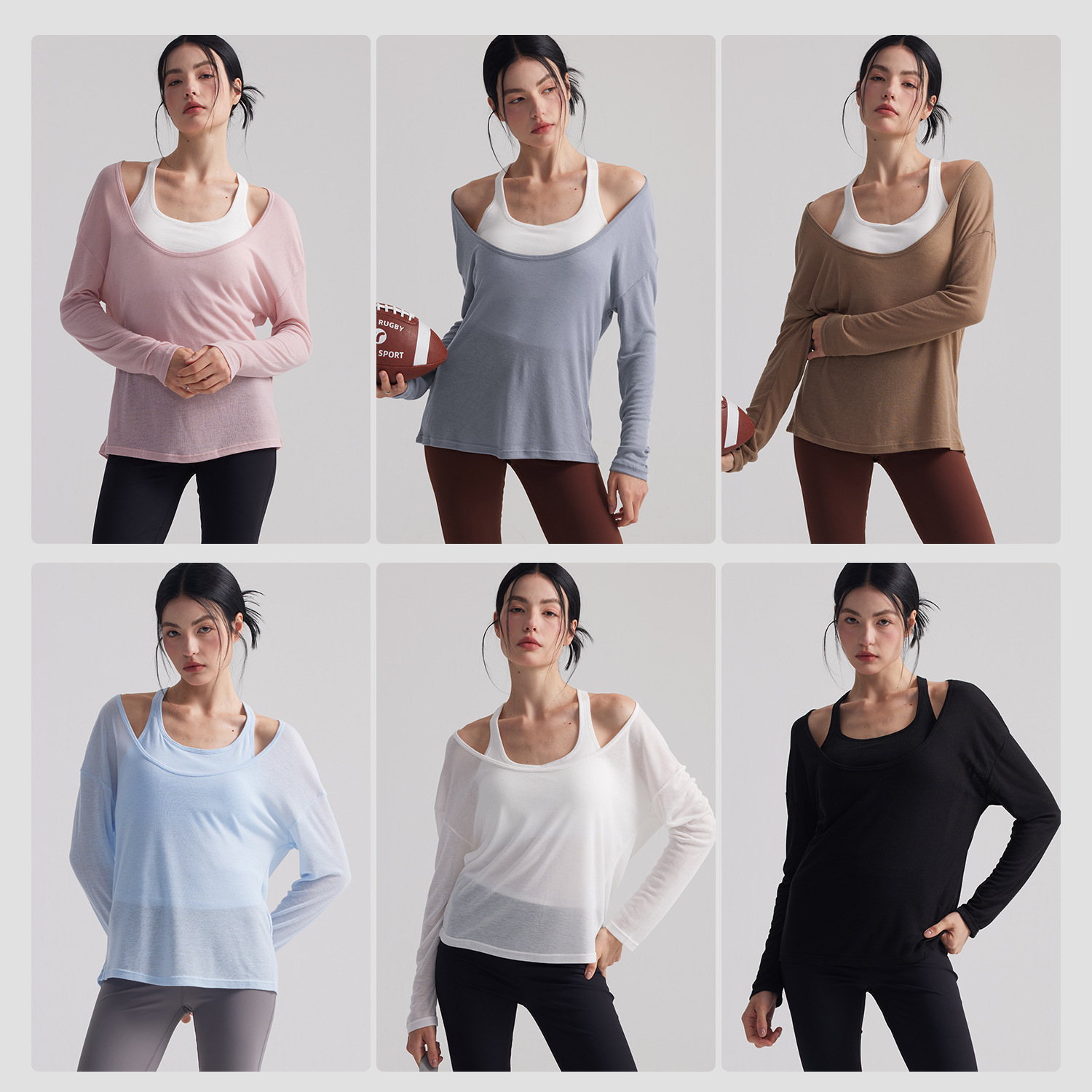 Women Loose Semi Sheer Long Sl - Pilates Yoga Top ulasan dan harga