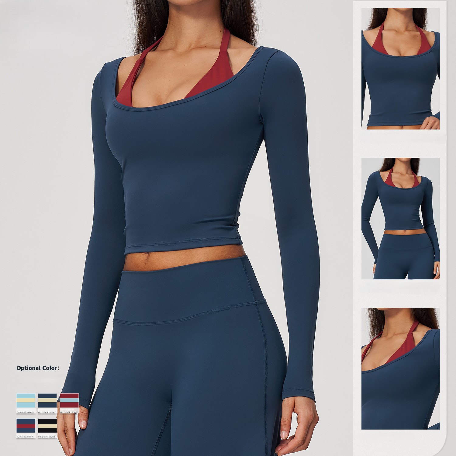 2-in-1 Fake Two Piece Halter Y - Pilates Yoga Top ulasan dan harga